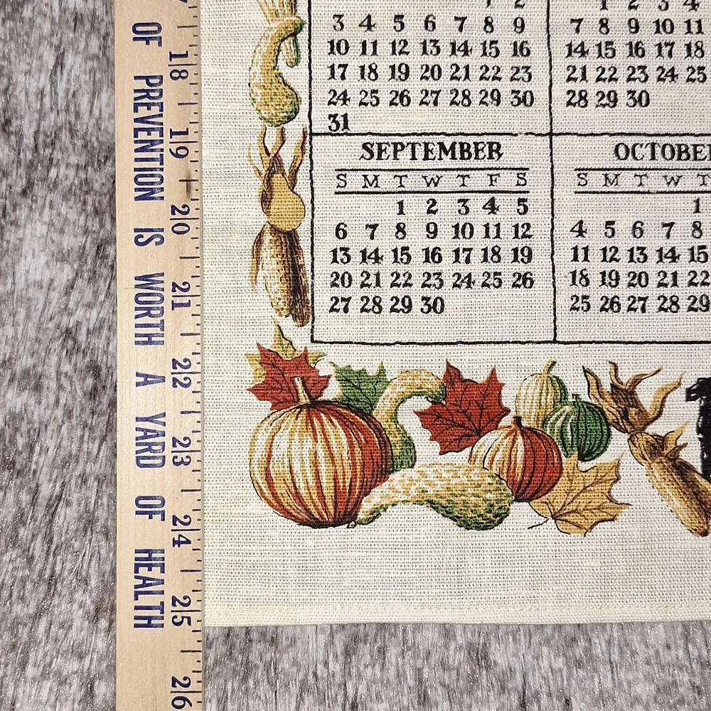 📅 1981 fabric dish cloth towel wall hanging calendar with original envelope